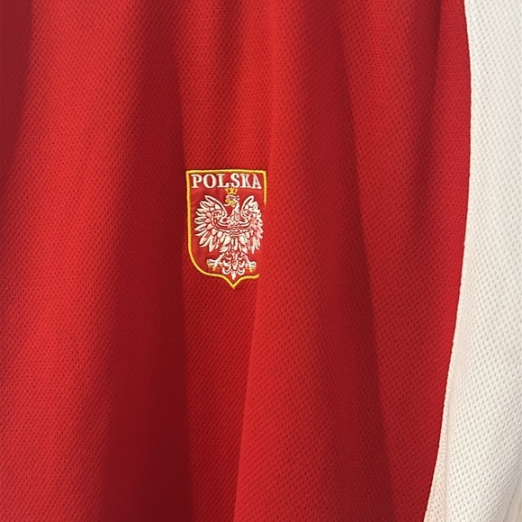 Men’s Vintage Zero Six Red & White Polska 100% Polyester Jersey Size Large - Picture 3 of 8